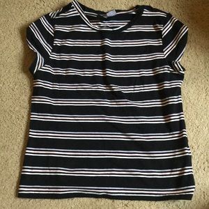 H&M black with white, pink, and grey stripes